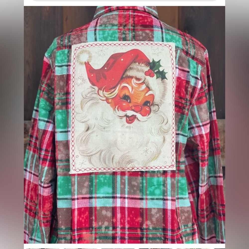 NWT Angry Minnow Santa Baby Art Flannel- LIMITED EDITION Mistletoe Plaid- XL